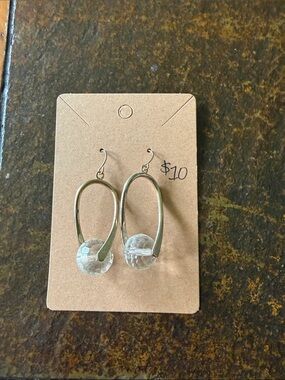 Crystal Drop Hoop Earrings - Clear and Gold